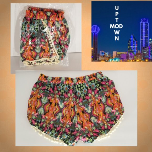 Women's Floral Pom=Pom Lounge Shorts - Picture 2 of 2